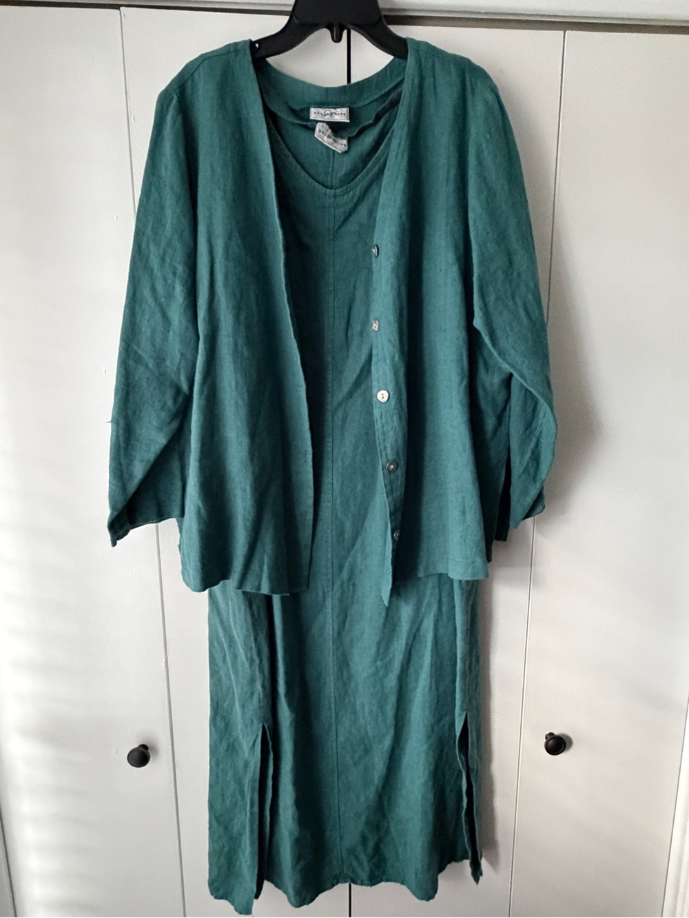 Studio Ease Women's 16 Dress Suit Button Teal 2 Piece Set